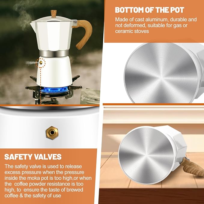 12 Cup Aluminum Espresso Stovetop Moka Pot Express Coffee Maker Percolator Italian Classic Mocha Coffee Machine for Italian and Cuban Cafe Brewing for Home & Camping 600ml 20oz - Image 6