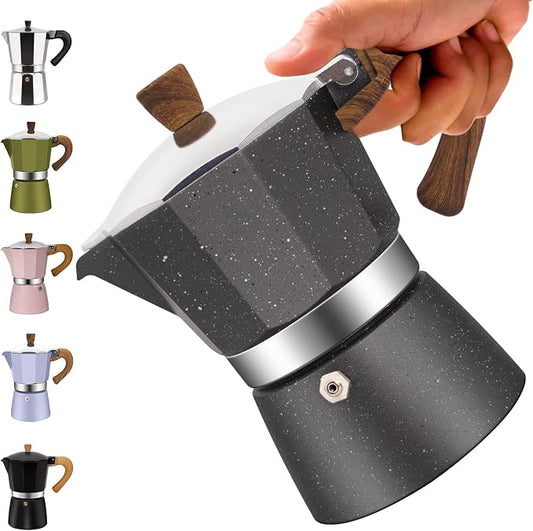 3 Cup Aluminum Moka Pot Classic Stovetop Espresso Coffee Maker 150ml 5oz Coffeemaker Percolator Mocha Pot Greca Coffee Maker Cafe Makers for Italian and Cuban Café Brewing Gray by Vaolvpant