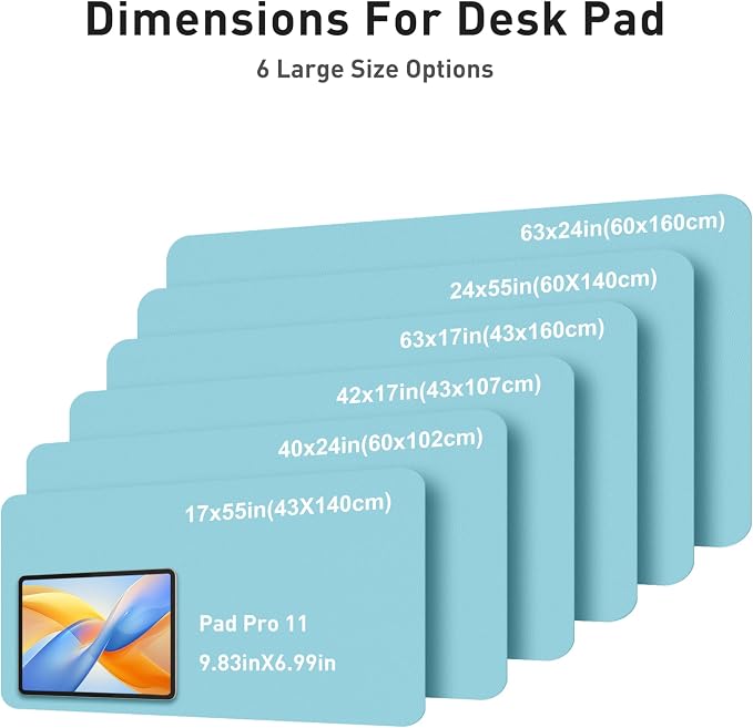 Aothia Faux Leather Desk Mat - Large Mouse Pad, Non-Slip PU Leather Blotter, Waterproof Writing Surface for Office and Home (Blue Topaz, 40" x 24") - Image 5