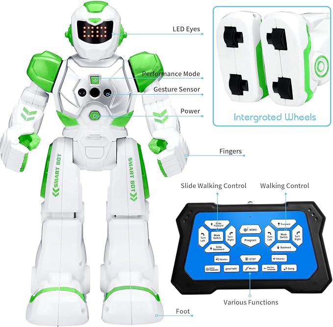 KingsDragon Robots Toy for Kids, RC Gesture Sensing Toy, Interactive Walking Singing Dancing Robot Birthday Presents for Boys Girls Age 6 7 8 9 Years Old,Green - Image 7