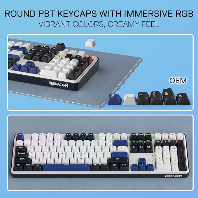 Redragon K689 108-Key Hot-Swap Wired RGB Gaming Keyboard, Extra 4 Hotkeys | Dedicated Shortcut Keys for Mute, Calc & Desktop, Cushioned Noise Dampening for Creamy Thocky Sound, Swap-Ready, PRO Software - Image 6