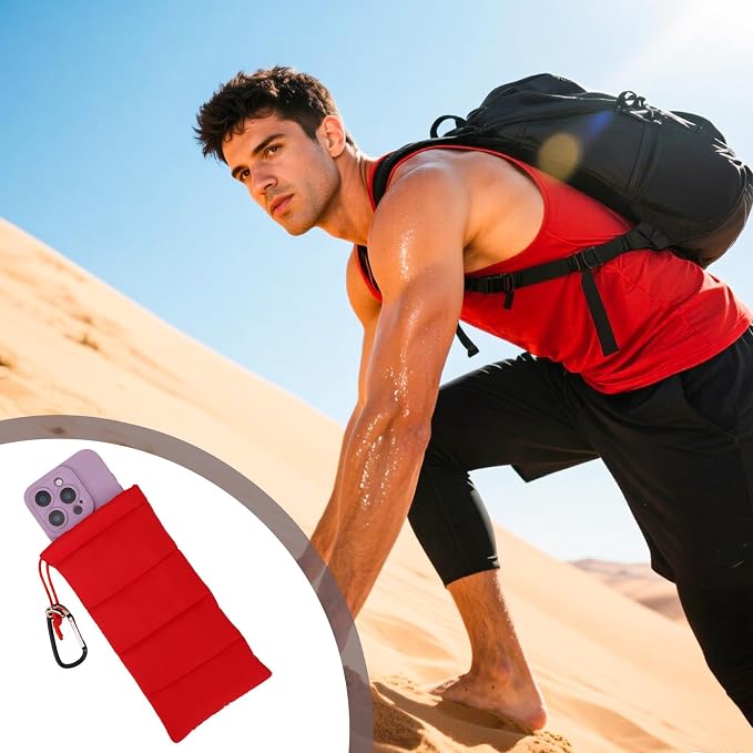 Lyreh Thermal Phone Pouch, Down Cotton Warm Phone Case Cover Bags with Buckle Prevents Freezing & Overheating Protector Cellphone Pouch Ideal for Outdoor Camping Hiking Skiing (Red) - Image 6