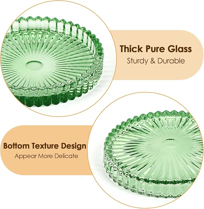 Modern Clear Coaster Set of 5- Glass Coasters for Drinks Crystal Coasters Round Cup Coaster Coffee Table Decor for Office, Kitchen, Bar, Dining Room, Living Room, Patio(Clear Green) - Image 4