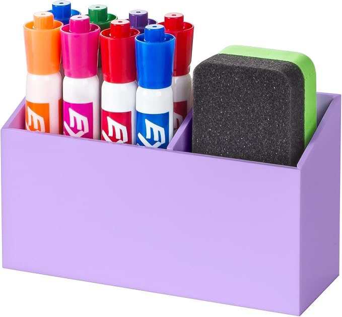 BEYGORM Magnetic Dry Erase Marker Holder for Whiteboard & Refrigerator | Non-slip Acrylic Pen Holder for Classroom, Fridge Magnet, Locker Organizer Accessories, Teacher & School Supplies(Purple) by BEYGORM