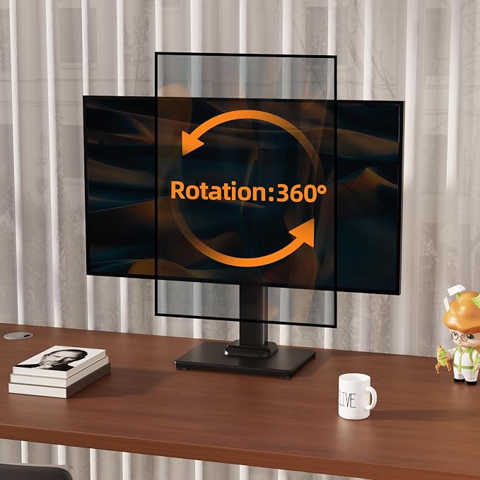 Suptek Single LCD Monitor Stand Mount Riser for 13-43 Inch Screen | Holds up to 44lbs, Free-Standing, Swivel, Height Adjustable, Rotation, 50-100mm VESA Base - Image 6