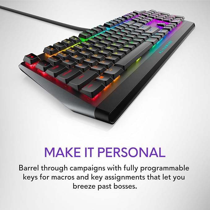 Alienware Low-Profile RGB Gaming Keyboard AW510K, AlienFx Per Key RGB LED Color Backlighting, Media CONTROLS & USB Passthrough, Cherry MX Low Profile Red Switches | USB, Numeric Keypad, Adjustable Height, Media Hot Keys, Dark Side of the Moon, Gaming R... - Image 5