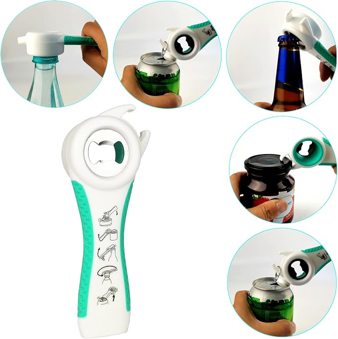 Jar Opener for Weak Hands, 5 in 1 Bottle Opener for Seniors with arthritis | Multifunctional Adjustable Lid Opener with Non-Slip Rubber Gripper Pad – Effortlessly Opens Jars, Bottles & Pop-Top Cans - Image 4