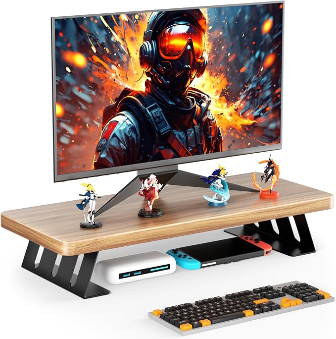 Monitor Stand - 24 Inch Wood Monitor Stand Riser, 220 Pounds Load Capacity Desk Monitor Riser for Laptop/PC/Printer, Desktop Stands Organizer for Home Office by NestNeatHome