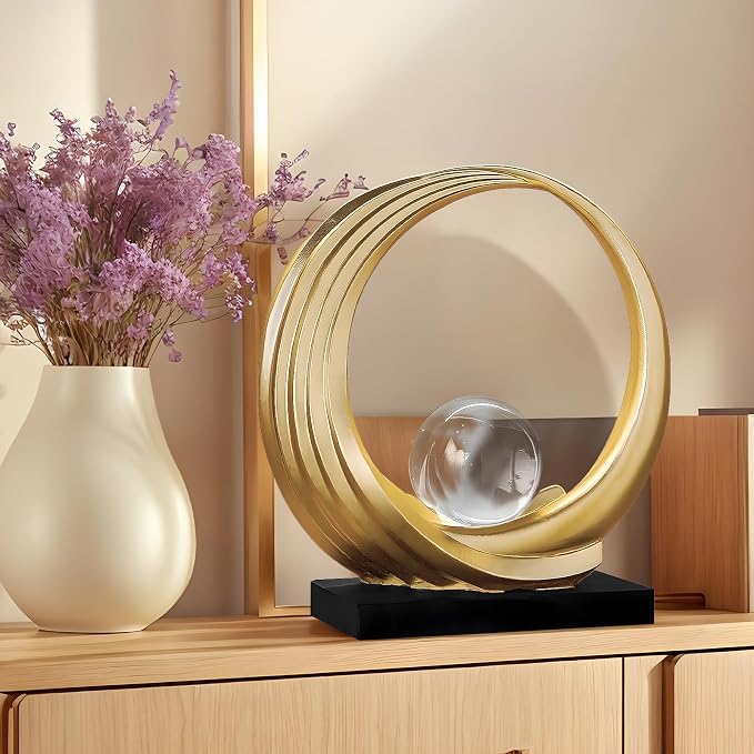 Dosker Modern Abstract Stripe Golden Shelf Decor Statues | Coffee Table Home Decor Sculpture,Desk Decoration for Living Room,Office (Golden) - Image 6