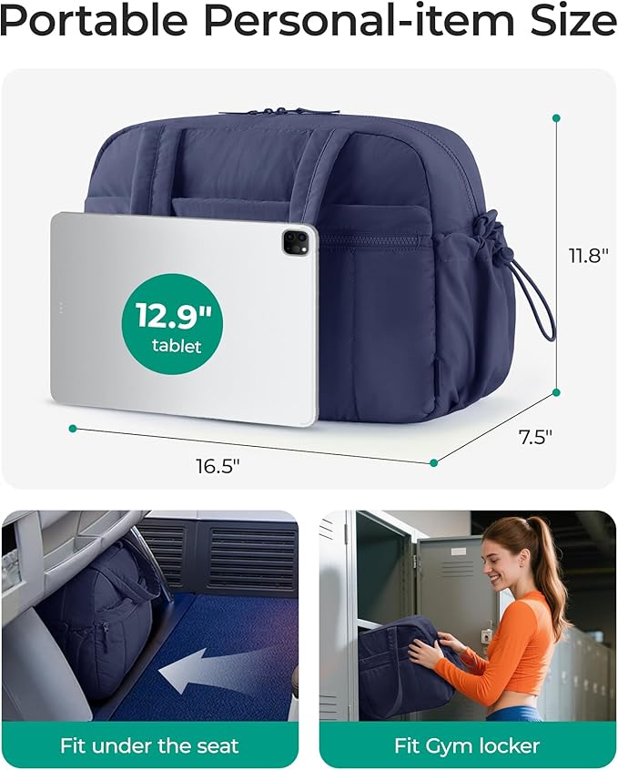 BAGSMART Duffle Bag for Travel, Gym Bag for Women, Weekender Carry on Bag | PVC Wet Pocket, Airline Approved Personal Carry-on Size, Fits Under-seat, One Bag for Gym, Travel, Hospital, Overnight - Image 2