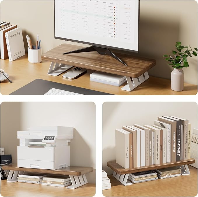 Monitor Stand - 24 Inch Wood Monitor Stand Riser, 220 Pounds Load Capacity Desk Monitor Riser for Laptop/PC/Printer, Desktop Stands Organizer for Home Office - Image 5