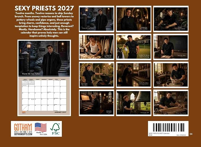 Hot Priest Calendar 2027 Monthly Wall Calender 12 Month - Image 2