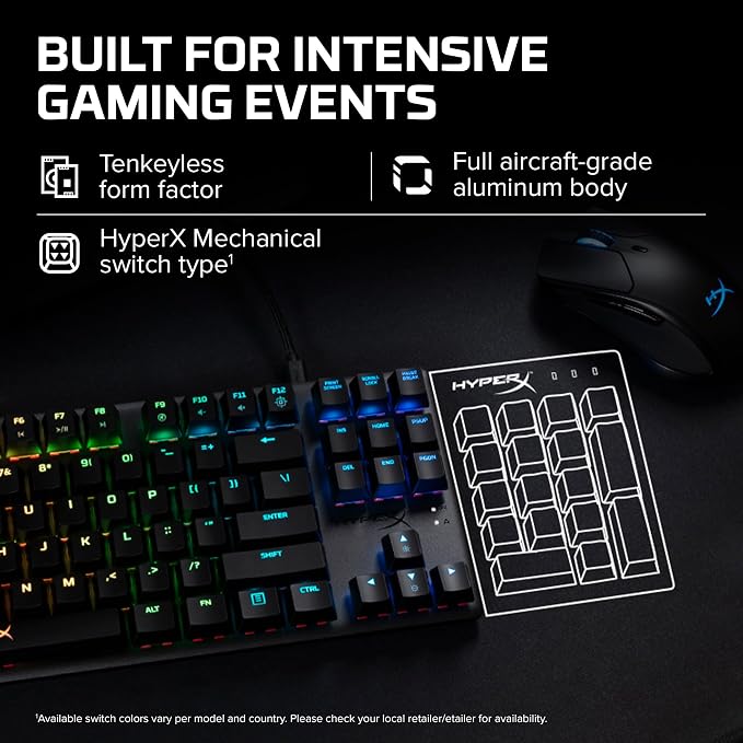 HyperX Alloy Origins Core - Tenkeyless Mechanical Gaming Keyboard, Software Controlled Light & Macro Customization, Compact Form Factor, RGB LED Backlit, Tactile HyperX Aqua Switch,Black - Image 4