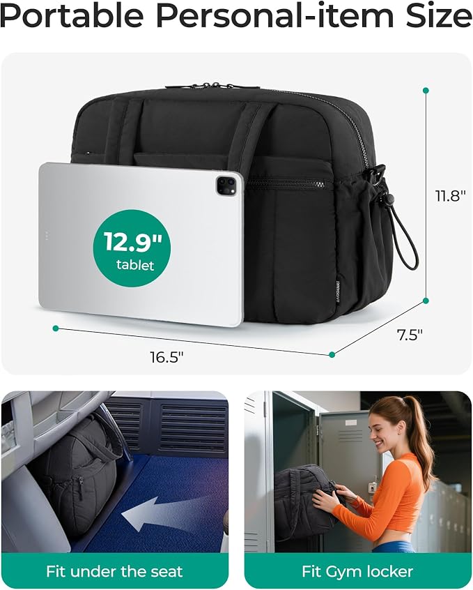BAGSMART Duffle Bag for Travel, Gym Bag for Women, Weekender Carry on Bag | PVC Wet Pocket, Airline Approved Personal Carry-on Size, Fits Under-seat, One Bag for Gym, Travel, Hospital, Overnight - Image 2