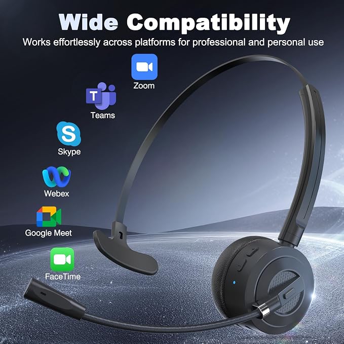 Bluetooth Headset with Microphone, Single Ear Wireless Headset for Cell Phones - Image 7