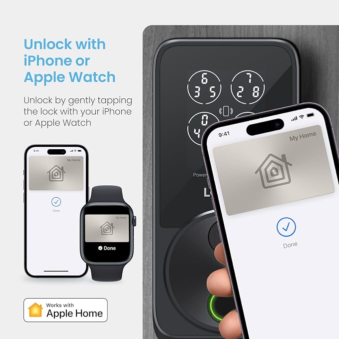 Lockly Secure Pro Smart Door Lock,Fingerprint Keyless Entry Door Lock,Apple Home Key Compatible,Auto Lock, App Remote Control,IP65 Waterproof,Easy Installation - Image 5