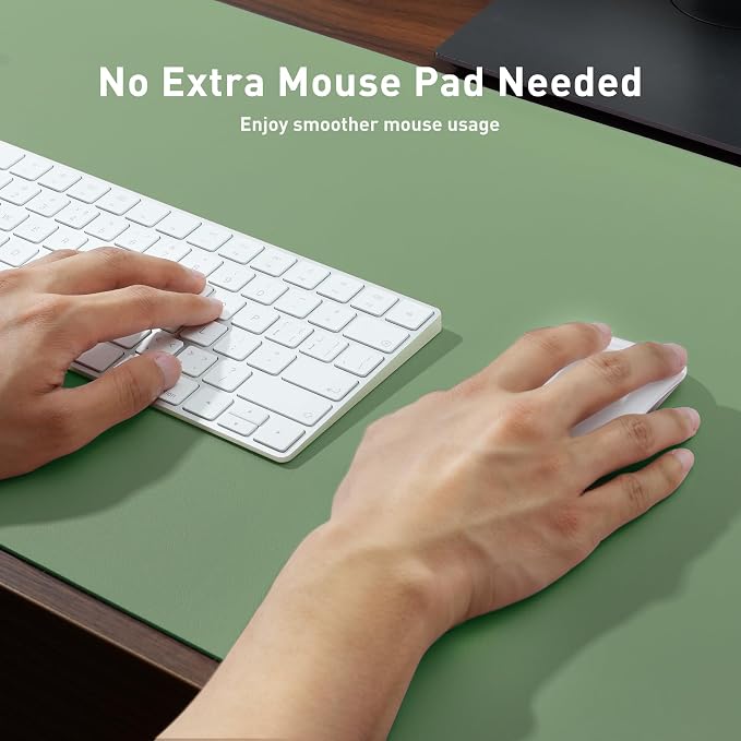 Aothia Faux Leather Desk Mat - Non-Slip PU Leather Desk Blotter, Waterproof Writing Surface, Large Desk Pad for Office & Home (Olive Green, 55" x 17") - Image 4
