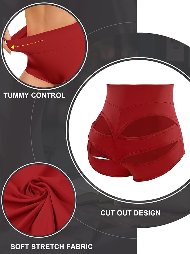 Cut Out Yoga Shorts Booty Butt Lifting Scrunch Shorts High Waisted Workout Gym Active Hot Pants - Image 2