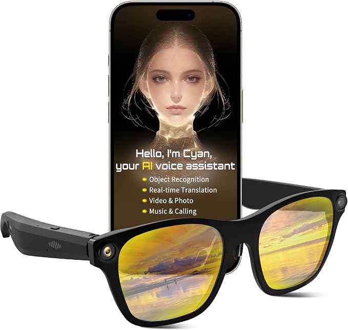 Innovative Smart Glasses,2026 Cutting-Edge AI HD Camera Glasses,AI Voice Assistant,Object Recognition,100+ Languages Real-time Translation,Support Video Photo Music Calling,Wearable Tech for Men Women by Unknown