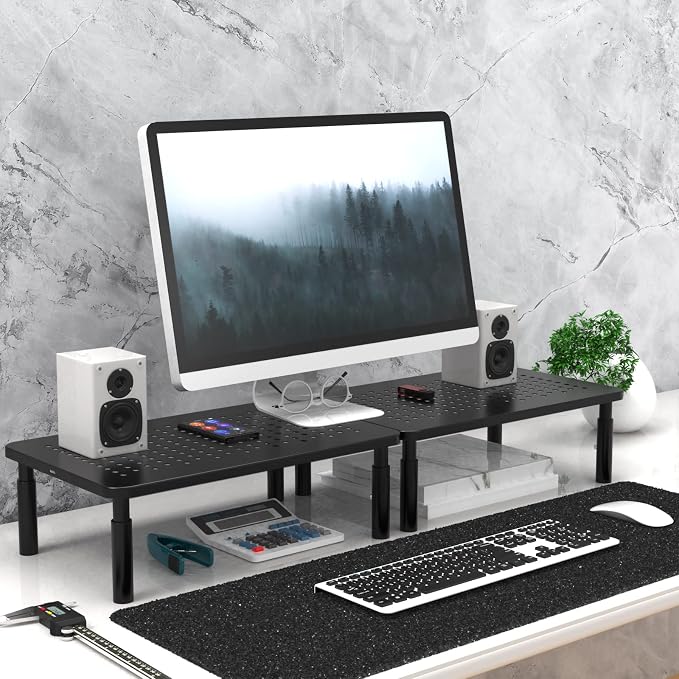 WALI Desk Organizer, 1 Tier Computer Monitor Stand for Desk, Desk Monitor Riser 3 Height Adjustable, Laptop Stand Underneath Storage for Office, Home, School Supplies (STT003), 1 Pack, Black - Image 8