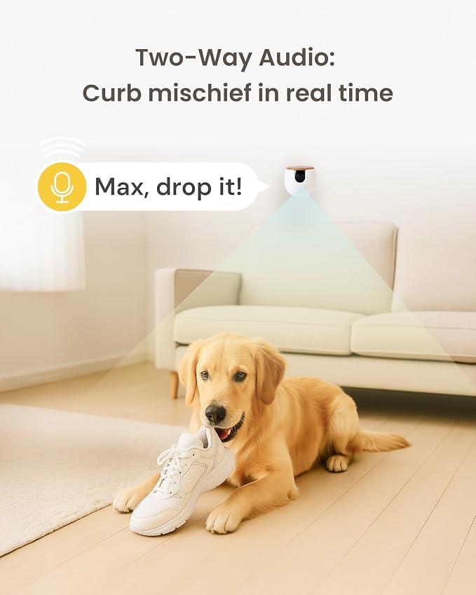 Furbo Mini Pet Camera: Basic See & Talk Features, No AI Alerts, No Subscription Required, Pet Security Cam w/Barking/Meowing Alerts, Rotating View, 2-Way Audio, Smart Home Monitoring - Image 6