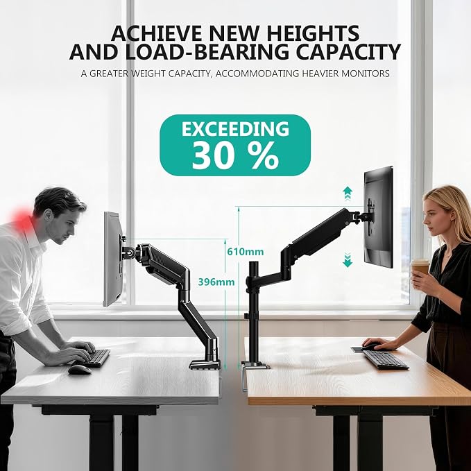 WALI Single Monitor Arm 13-33 Inch, Single Monitor Mount, Vesa Desk Mount up to 19.8lbs Single Monitor Stand with Clamp, VESA 75x75mm or 100x100mm Compatibility(GSDM001), Black - Image 2