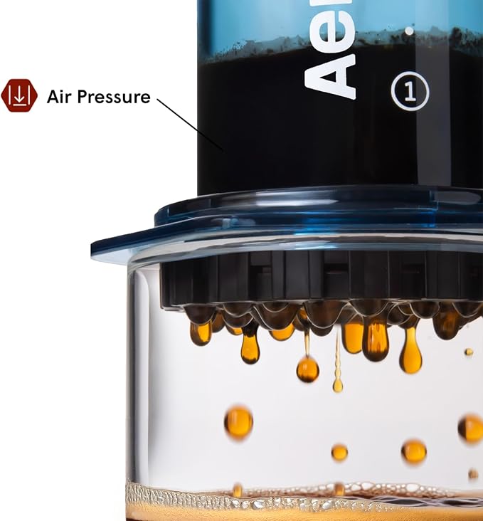 AeroPress Clear Blue Coffee Press, French Press, Pour-Over & Espresso Style | All-in-One Manual Coffee Maker, 2-Minute Brew, Less Bitterness, More Flavor, Portable, Travel & Camping - Image 4