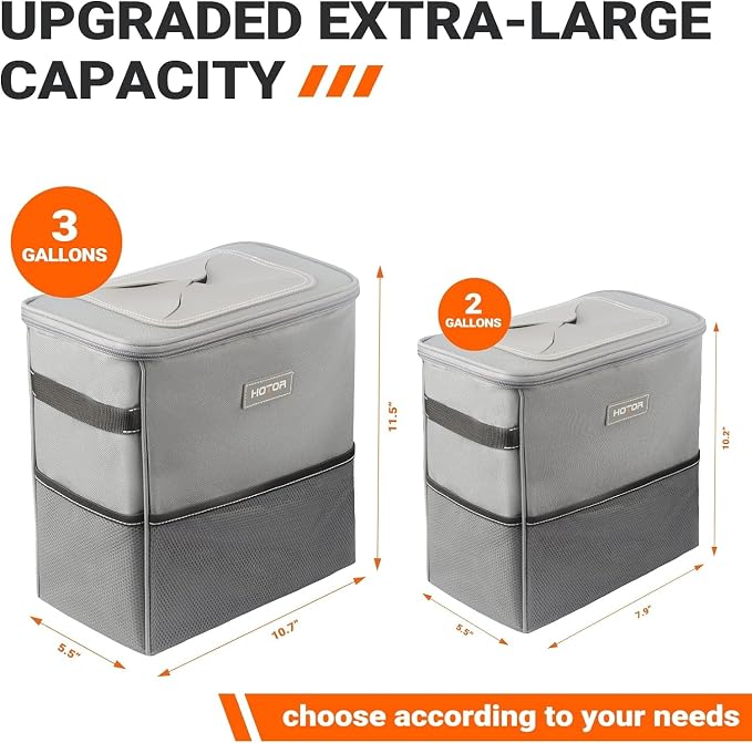 HOTOR 3 Gallons Car Trash Can, Ultra Large Capacity Organizer and Storage with Adjustable Straps & Magnetic Snaps, Waterproof Car Accessory for Interior Car Stuff Storage, Gray - Image 6