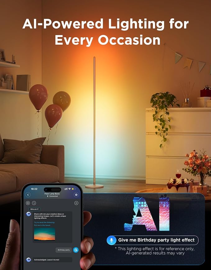 Govee RGBIC Floor Lamp Basic, 1000lm LED Corner Lamp | Works with Alexa, Smart Modern Floor Lamp with Music Sync and 16 Million DIY Colors, Color Changing Standing Lamp for Bedroom - Image 6