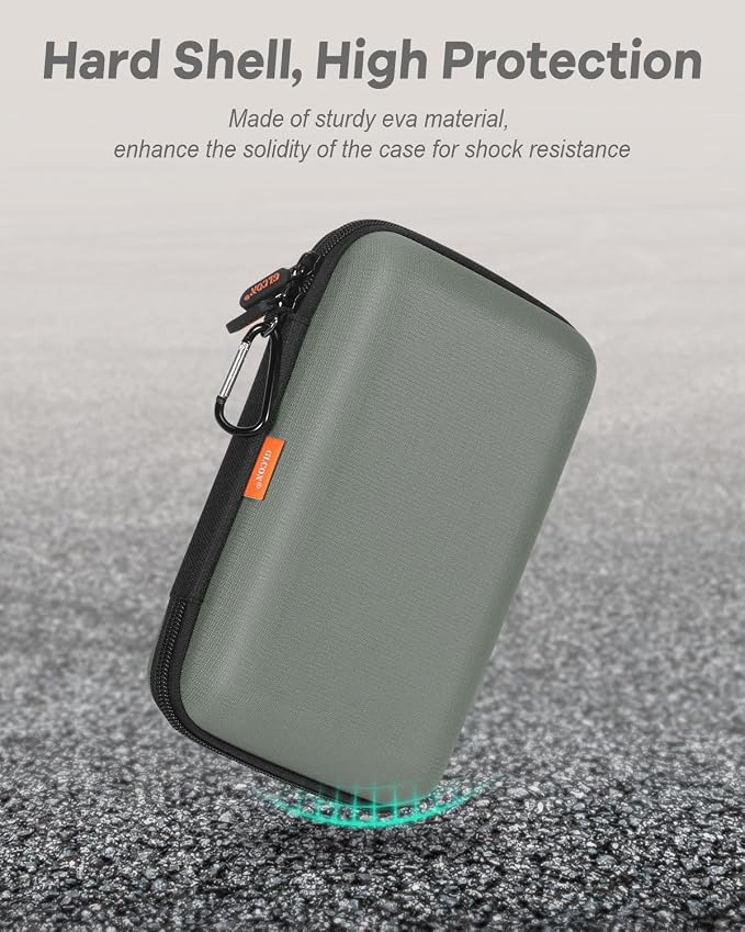 Gray-Green Hard Shell Carrying Case for External Hard Drive, Hard Disk, Power Bank, Charger, Cable, Cell Phone, Electronic Accessories - Larger Capacity Storage Pouch Shockproof Travel Case Bag - Image 9