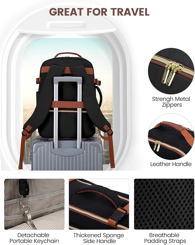 LOVEVOOK 40L Travel Backpack for Women & Men, Airline Approved Carry On Luggage with 3 Packing Cubes, TSA Overnight Bags, Waterproof Personal Item Bag, Weekender Essentials Backpacks fits 17" Laptop - Image 7