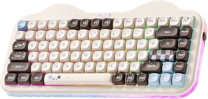 YUNZII C75 Cute 75% Wireless Mechanical Keyboard (Choco, Milk V2 Switch) | Creamy Cake Keyboard, BT5.0/2.4G/USB-C, Hot-Swap, NKRO, PBT MOA Keycaps,5500mAh RGB Gasket Mount for Mac/Win/Gaming/Office by YUNZIIMECHANICALKEYBOARD