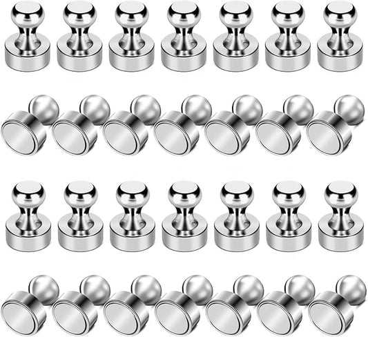 LOVIMAG Fridge Magnets 28Pcs, Magnet for Refrigerator Whiteboard, Silver | Small Strong Neodymium Metal Cute Push Pin for Classroom, Kitchen, Accessories Decorative, Office, Calendar by LOVIMAG
