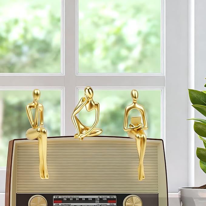 Prettidecor Gold Home Decor Thinker Statue Accents, Set of 3 Thinker Sculptures Office Decor Modern Abstract Resin Decoration on Shelf Table Desk for Living Room Office Bedroom (Small Gold) | Home Decor Accents, Office Decor, Abstract Resin, For Living... - Image 8