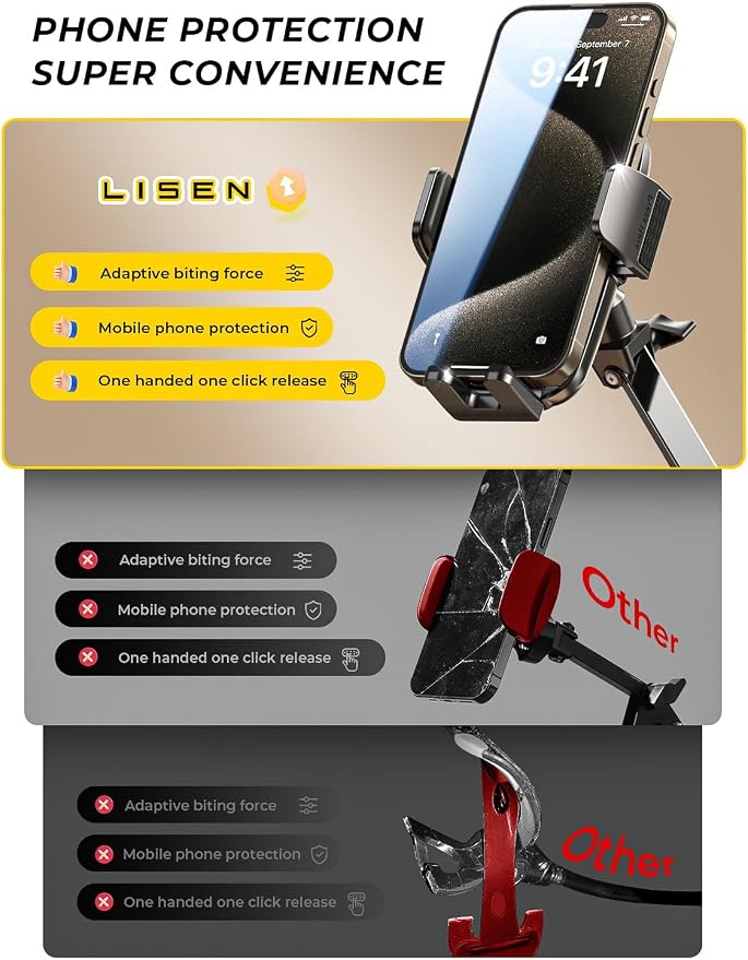 LISEN Gooseneck Phone Holder for Bed Desk [3rd Upgrade] Cell Phone Stand for Desk Bed Gaming Accessories,Gifts for Men Mom Senior Tech Mount for Recording Filming Laying Down Flexible Magic Arm Clamp - Image 9