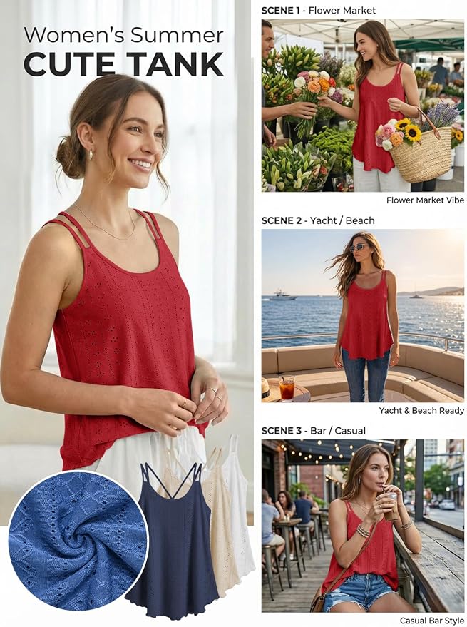 ATHMILE Women's Tank Tops Sleeveless Summer Top Spaghetti Strap Spring Shirt Loose Fit Beach Vacation 2026 Casual - Image 4
