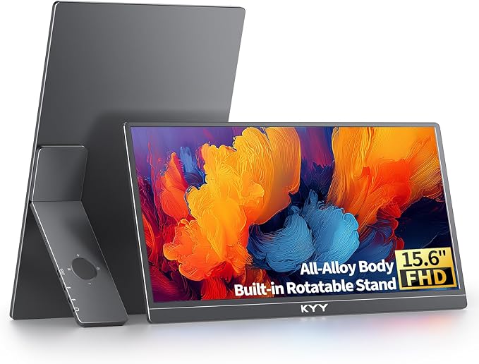 KYY Portable Monitor for Laptop with Built-in Stand, 15.6'' Laptop Screen Extender 1080P FHD Monitor by KYYTechBringYourLifeMoreConvenientandBrilliant