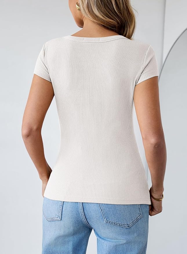 Pink Queen Sexy Tops for Women Cutout Keyhole Neck Cap Sleeve Shirts Casual Summer Clothes 2026 Fashion - Image 7