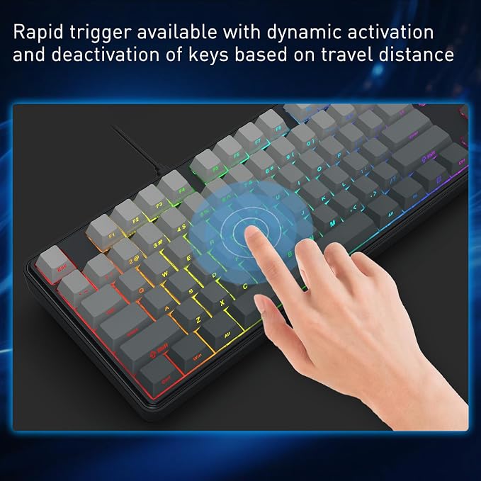 Redragon K707 HE Rapid Trigger Gaming Keyboard, 87 Keys TKL Wired Mechanical Keyboard w/Hyper-Fast Actuation Hall Effect Magnetic Switch, Actuation Point Adjustable, Side Printed PBT Gradient Keycaps - Image 5