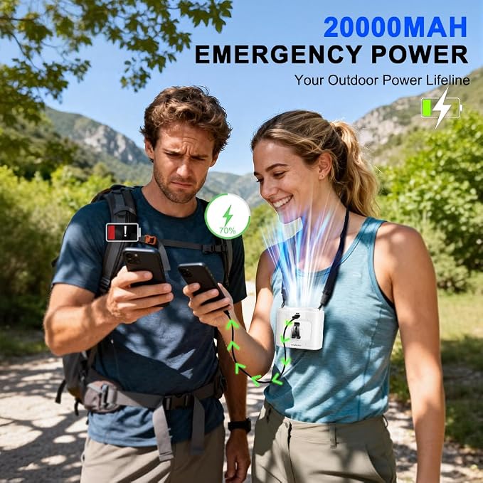 CAZOKASI 2026 Upgrade 20000mAh Waist Clip Fan Wearable Fan Portable Personal Body Fan Powerful Upto 36H Cooling and Heatstroke Prevention Fan - Image 4