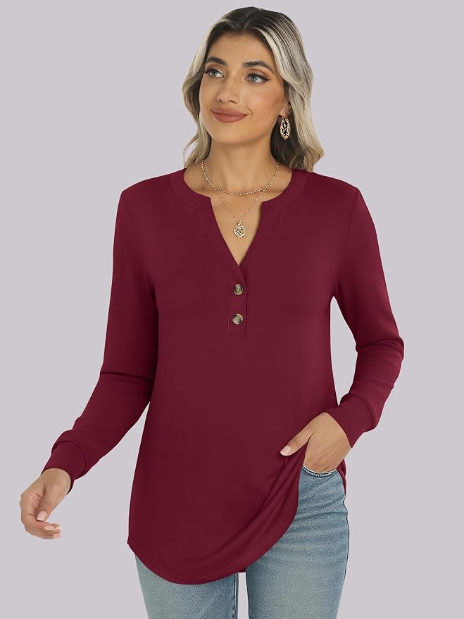 ANRABESS Women's Long Sleeve Shirts 2026 Spring Fashion Dressy Casual Tops Trendy Henley Blouses Cute Work Outfits Clothes - Image 6