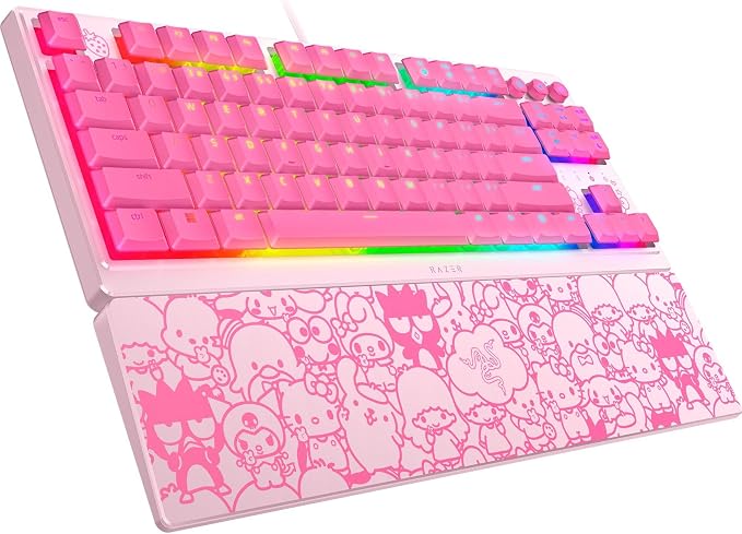 Razer Ornata V3 TKL Gaming Keyboard, Hello Kitty & Friends Edition | Low-Profile Keys, Mecha-Membrane Switches, UV-Coated Keycaps, Backlit Media Keys, 8-Zone RGB Lighting, Magnetic Wrist Wrest - Image 8