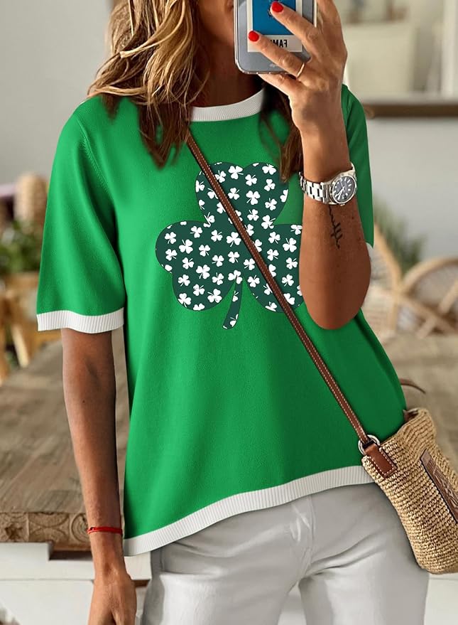 Dokotoo Womens Tops 2026 Casual Summer Crewneck Short Sleeve Striped Color Block Knit High Low Trendy Pullover Sweaters - Image 2