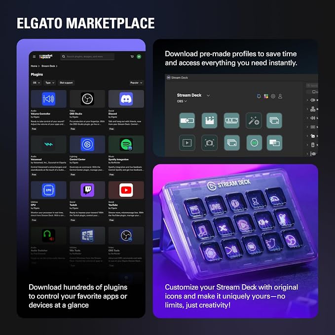 Elgato Stream Deck MK.2 Studio Controller, 15 Macro Keys | Trigger actions in OBS, Twitch, YouTube and more, Visual feedback, Hundreds of plugins, Works with Mac and PC - Image 9
