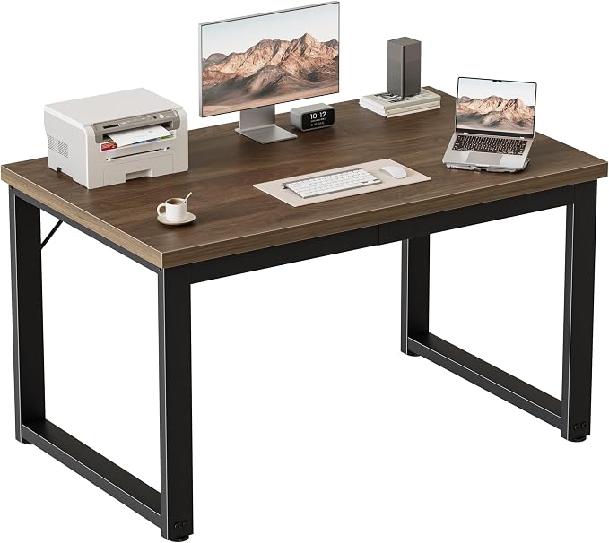 Mericonia 40 Inch Computer Desk, 1.2" Thick Small Office Table, Walnut | Modern Simple Style, Heavy Duty Industrial Frame, Small Study & Writing Table for Home Bedroom Work by MERICONIA