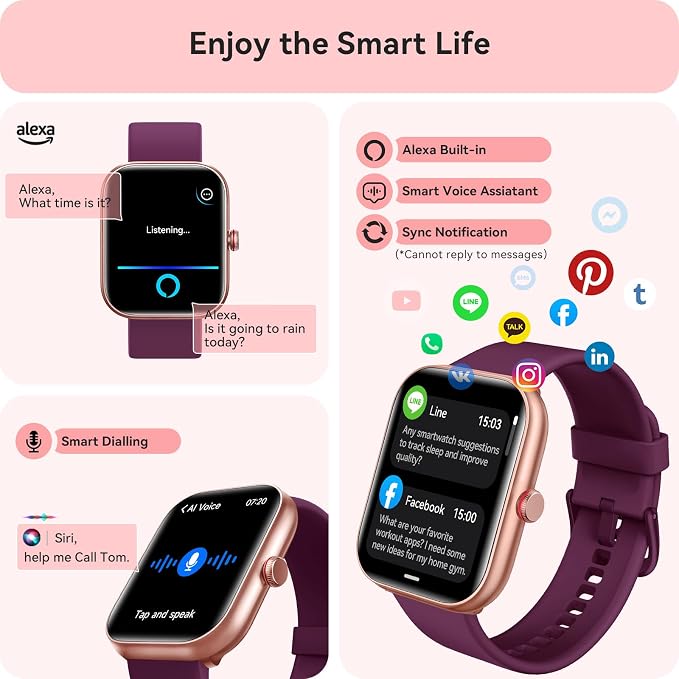 Smart Watch for Women Men, Smartwatch for iPhone & Android Bluetooth (Answer/Call) Built-in Alexa, 1.91" HD Fitness Tracker with 105+ Sport Modes, IP68 Waterproof, Sleep/Heart Rate/SpO2/Stress Monitor - Image 5
