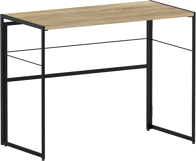 Furinno Riau No Tool/No Assembly/Folding Metal Frame Computer Desk, Sonoma Oak/Black, 39 Inch - Image 8