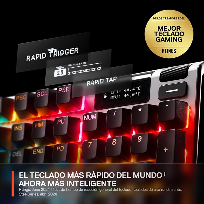 SteelSeries Apex Pro Gen 3 OmniPoint 3.0 HyperMagnetic Switches — Adjustable Actuation — Rapid Trigger — Game-Ready Presets — Protection Mode — Rapid Tap/SOCD — OLED — RGB — PBT Keycaps — USB-C - Image 2