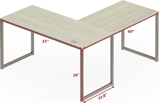 SHW Mission 55 x 60 L-Shape Home Office Computer Desk, Maple | Reversible Desktop Design - Image 3