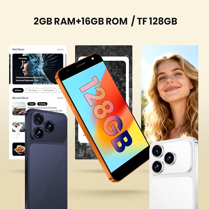 Unlocked 4G Android Phone, 5.0-inch Screen, 2GB RAM + 16GB ROM/TF 128GB, Dual SIM, Dual Camera, Suitable for Beginners (28silver) - Image 4